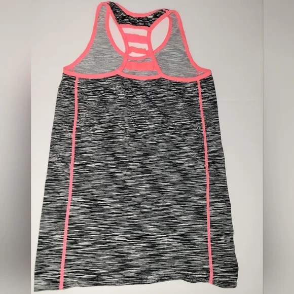 Feathers Maternity heather grey & neon pink ladder racerback tank top - Picture 2 of 6